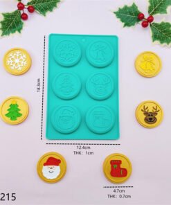 Alternative view of Vedini 6 Cavity Round Christmas Decoration Silicone Mold For Decoration, Handmade Biscuit And Chocolate Cake Mold JKB-3441
