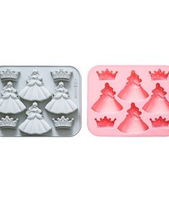 Alternative view of Vedini 8-Cavity Princess Dress and Crown Shape Silicone Mold Baking Tool, Ice Cube, Resin, Chocolate Mold, Cake Mold JKB-3417