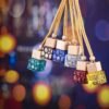 10ml Hanging Car Diffuser Glass Bottle – Multi Color (Random Dispatch) | Wooden Cap Aroma Perfume Bottle for Car & Room