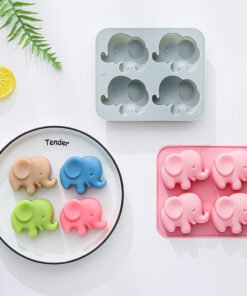 Vedini 4-Cavity Elephant-Shaped Cake Mold, Chocolate Baking Ice Tray Mold, DIY Kit ,Handmade Soap Animal Silicone Mold JKB-3433