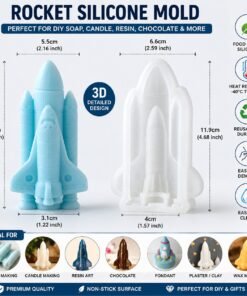 Rocket Silicone Mold | 3D Space Shuttle Mold for Soap, Candle, Resin & Chocolate | JKB-3421
