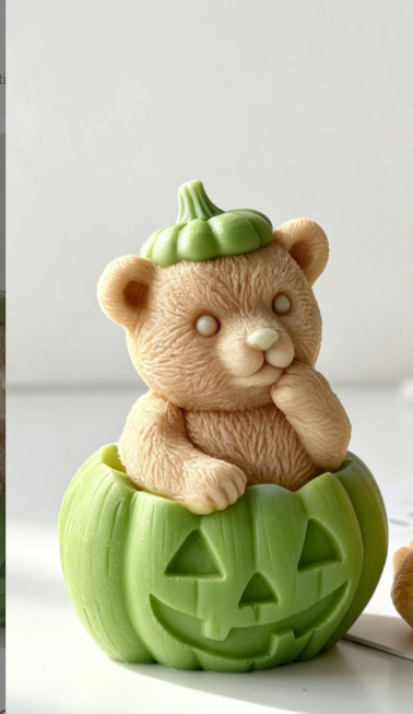 Vedini Pumpkin Hand In Mouth Bear Candle Mold JKB-3409 - Image 3