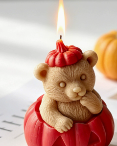 Alternative view of Vedini Pumpkin Hand In Mouth Bear Candle Mold JKB-3409