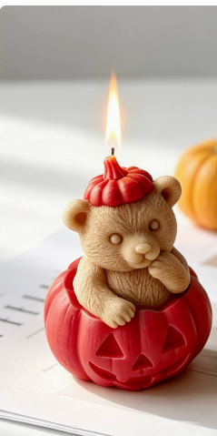 Vedini Pumpkin Hand In Mouth Bear Candle Mold JKB-3409 - Image 2