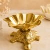 Vedini Premium Turtle Urli Bowl with Lotus Design | Brass Polished Iron Decorative Floating Candle & Flower Holder for Vastu, Pooja & Home Decor