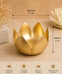 Alternative view of Vedini Premium Golden Lotus Urli Bowl for Floating Candles & Flowers | Traditional Indian Decorative Urli for Home, Office, Wedding & Diwali Festival Decor | Centerpiece Flower Bowl