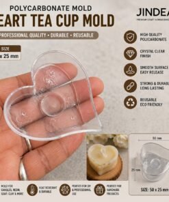 Big Heart Tea Cup Polycarbonate Chocolate Mold | Set of 10 Pieces | 50 mm Dia × 25 mm Height