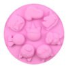 Front view of pink 8-cavity pet dog and unicorn silicone baking and soap mold