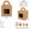 Kraft gift box with transparent window and handle 6 x 6 x 6 cm