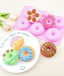 Vedini 6 Cavity Patterned Donut Silicone Mold For Making Soaps And DIY Kits