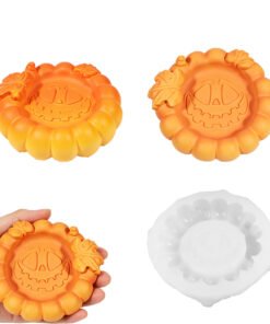 Vedini Concrete New Style Evil Pumpkin Bubble Coaster Silicone Mold Halloween DIY Embossed Ghost Face Plaster Tray JKB-3478