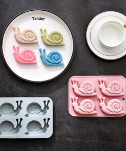 Vedini 4 Cavity Cartoon Snail Silicone Cake Mold DIY Handmade Cold-Processed Soap Mold, DIY Kits JKB-3447
