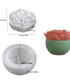 Alternative view of Vedini Concrete Camellia Storage Box Silicon Mold-JKB-3479