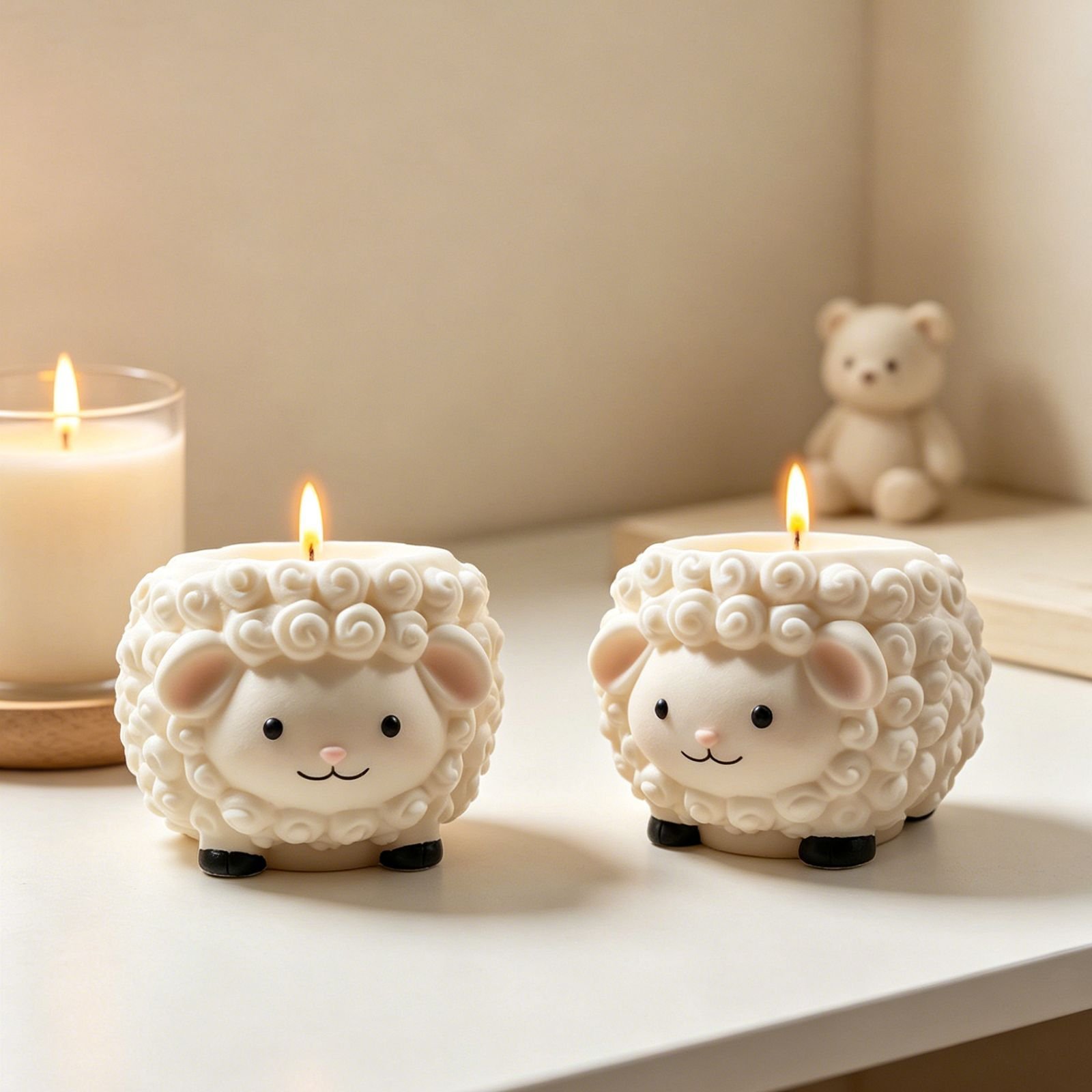 Vedini Concrete Cartoon Sheep Storage Candle Cup Silicone Mold JKB-3469 - Image 4