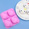 4-Cavity Cartoon Cat Head Silicone Mold for Handmade Soap, Bread & Desserts JKB-3457 - Image 2