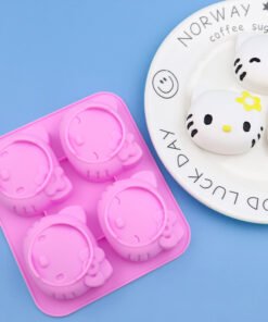 Alternative view of 4-Cavity Cartoon Cat Head Silicone Mold for Handmade Soap, Bread & Desserts JKB-3457