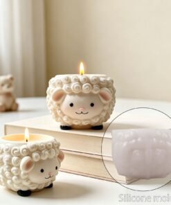 Vedini Concrete Cartoon Sheep Storage Candle Cup Silicone Mold JKB-3469