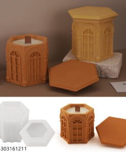 Vedini Concrete Hexagonal Roman Jar Candle Cup Silicon Mold JKB-3466