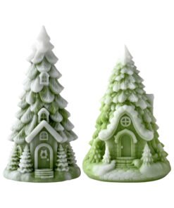 Vedini New Christmas Tree House Scented Candle Mold DIY Christmas Candle Gypsum Resin Silicone Mold JKB-3487
