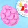 Detailed dimensions of 9-cavity fruit silicone mold showing 22.2cm length and 1.9cm depth