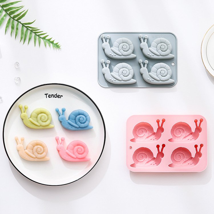 Vedini 4 Cavity Cartoon Snail Silicone Cake Mold DIY Handmade Cold-Processed Soap Mold, DIY Kits JKB-3447 - Image 4