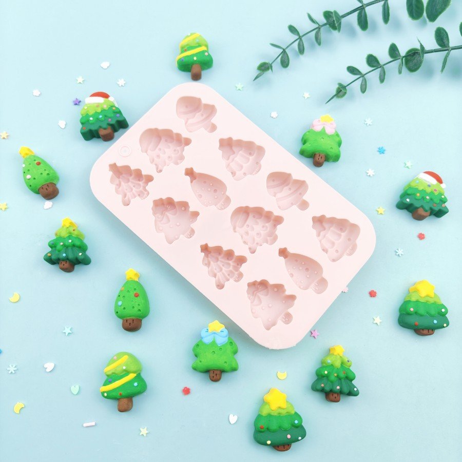 Vedini 12 Cavity 6 Different Types of Christmas Tree Silicone Molds DIY Christmas Decoration Resin Molds Candy Cake Molds JKB-3449 - Image 4