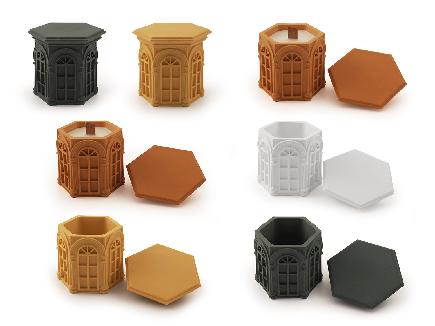 Vedini Concrete Hexagonal Roman Jar Candle Cup Silicon Mold JKB-3466 - Image 2