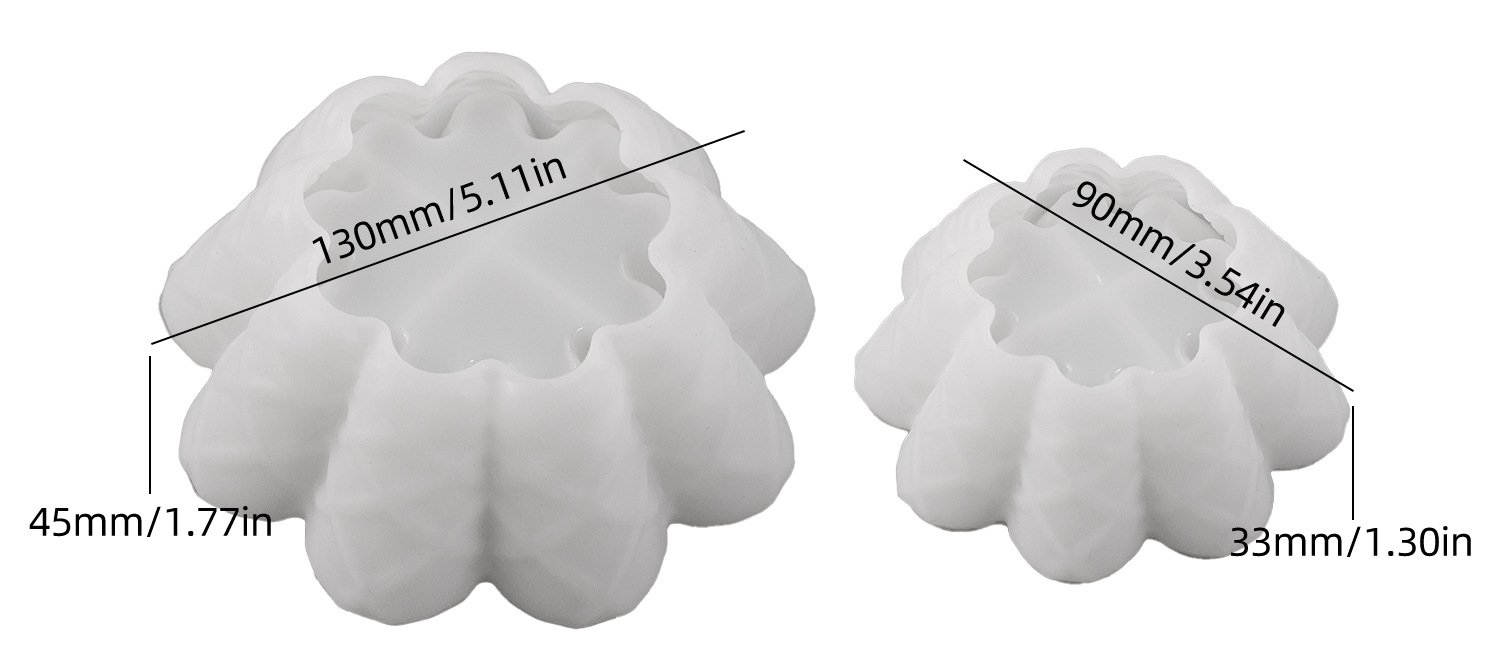 Vedini DIY Resin Cement Irregular Mini Flower-Shaped Waffle Bowl Large and Small Candle Bowl Storage Bowl Mirror Silicone Mold JKB-3465 - Image 2