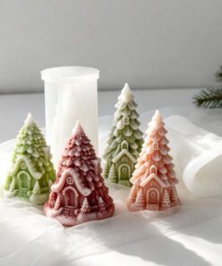Alternative view of Vedini New Christmas Tree House Scented Candle Mold DIY Christmas Candle Gypsum Resin Silicone Mold JKB-3487