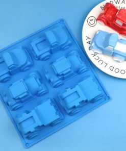 6-Cavity 3D Creative Car & Truck Silicone Mold for Soap, Gypsum & Steamed Cakes (4.7cm Depth)  JKB-3460