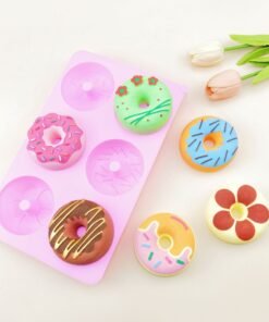 Alternative view of Vedini 6 Cavity Patterned Donut Silicone Mold For Making Soaps And DIY Kits