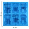 Detailed dimensions of 6-cavity car silicone mold showing 23.1cm total length and individual truck cavity sizes