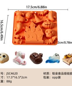Vedini Halloween Bat, Pumpkin, Skull, Ghost, Castle Shaped Silicone Mold JKB-3484