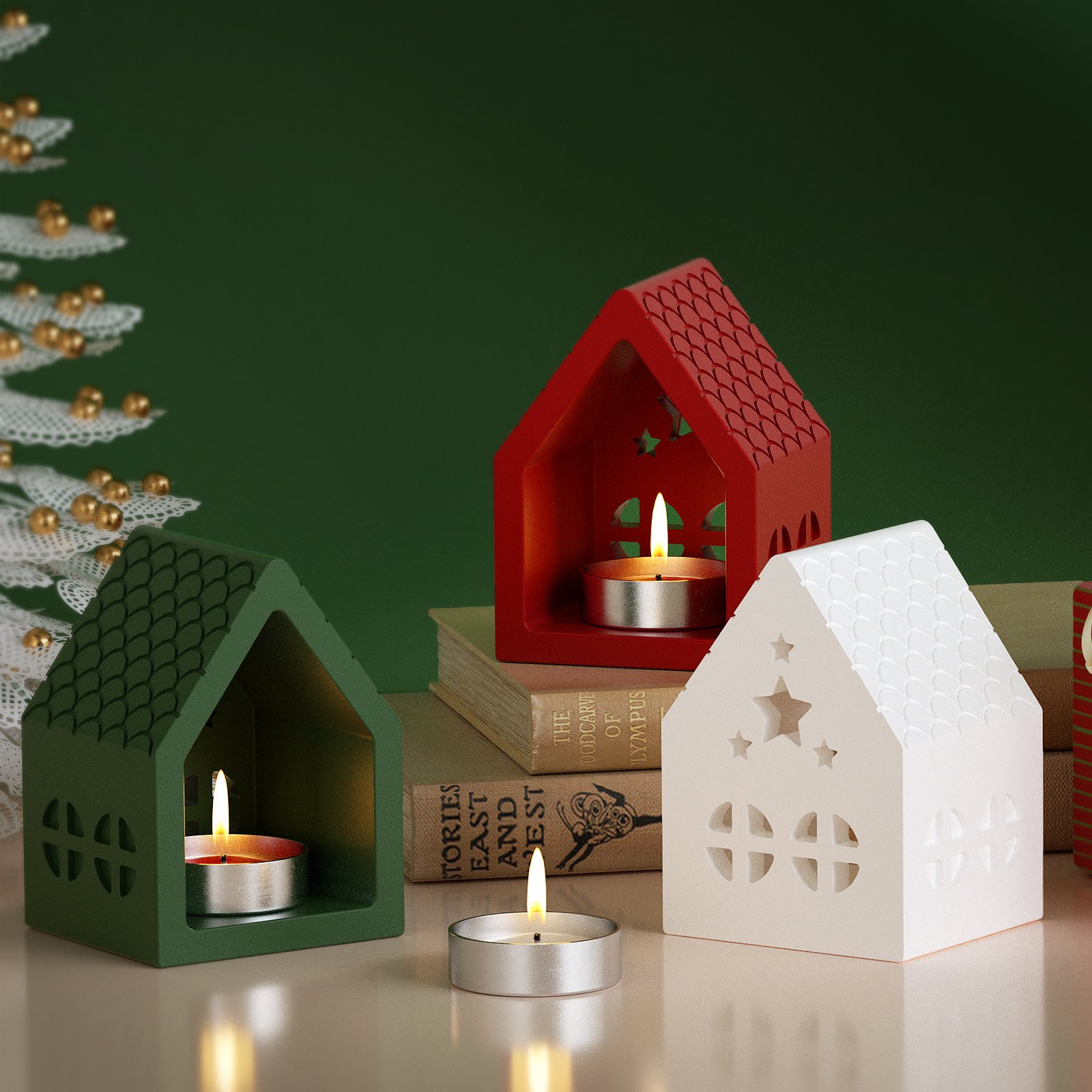 Vedini Concrete Star Hut Candle Holder Base Silicone Mold Gypsum Candle Decoration Mold JKB-3473 - Image 2