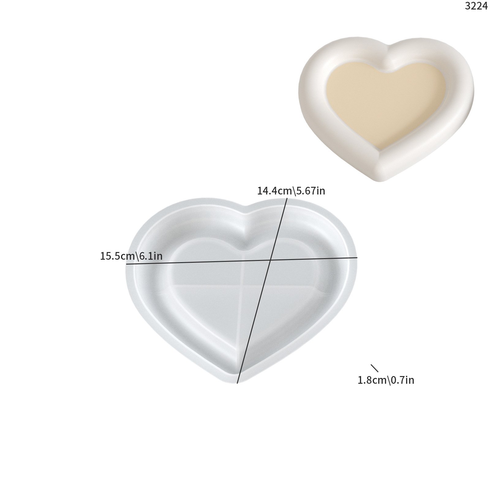 Vedini Concrete Heart Shaped Tray Silicon Mold JKB-3472 - Image 3