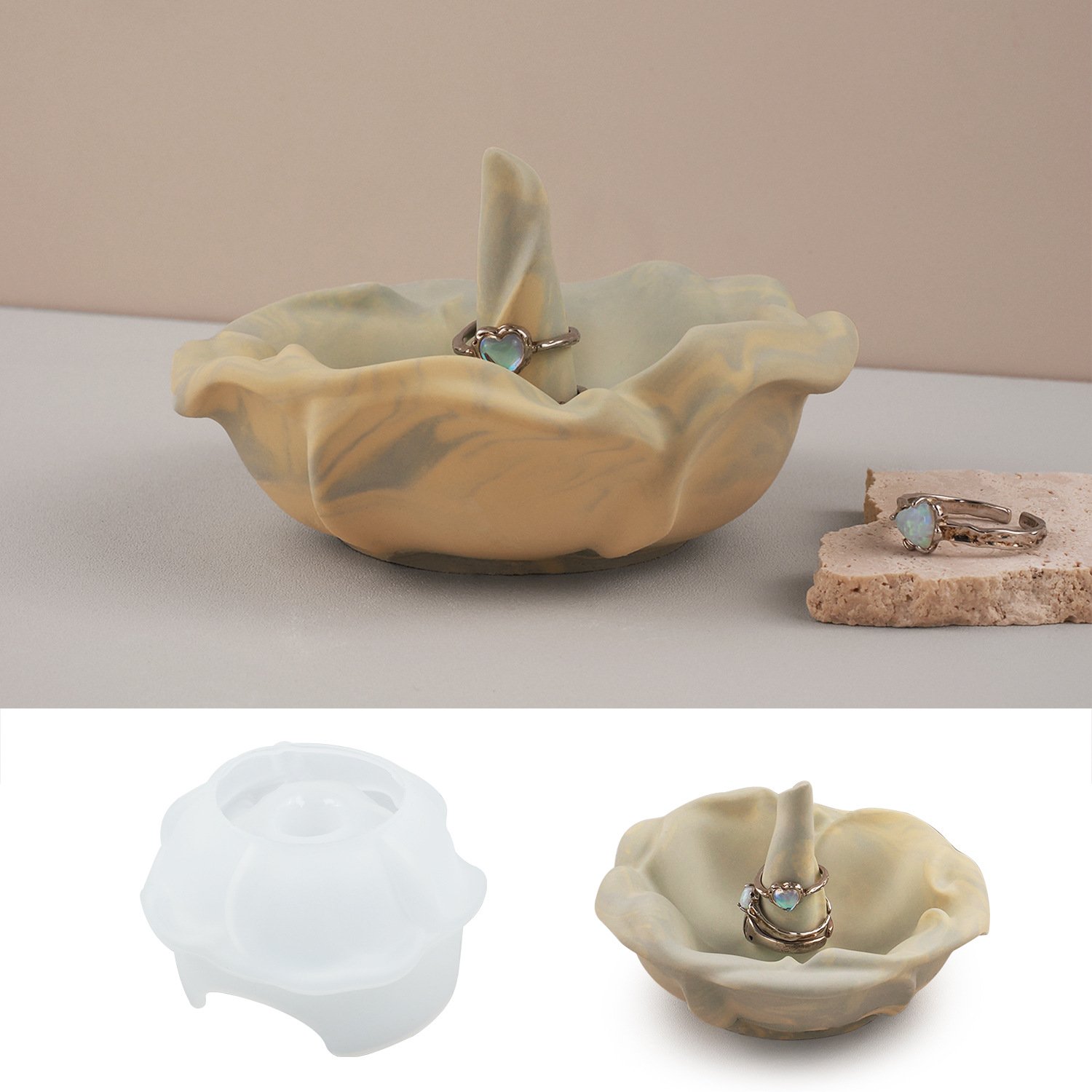 Vedini Concrete Resin Gypsum Cement Flower Rose Ring Silicone Mold JKB-3468 - Image 3