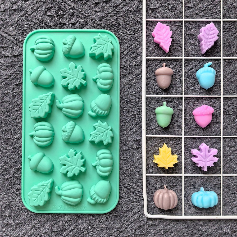 Vedini 18 Cavity Leaf, Pumpkin, Acorn Silicone Chocolate Mold DIY Cake Candy Decoration Mold JKB-3450