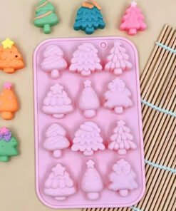 Vedini 12 Cavity 6 Different Types of Christmas Tree Silicone Molds DIY Christmas Decoration Resin Molds Candy Cake Molds JKB-3449