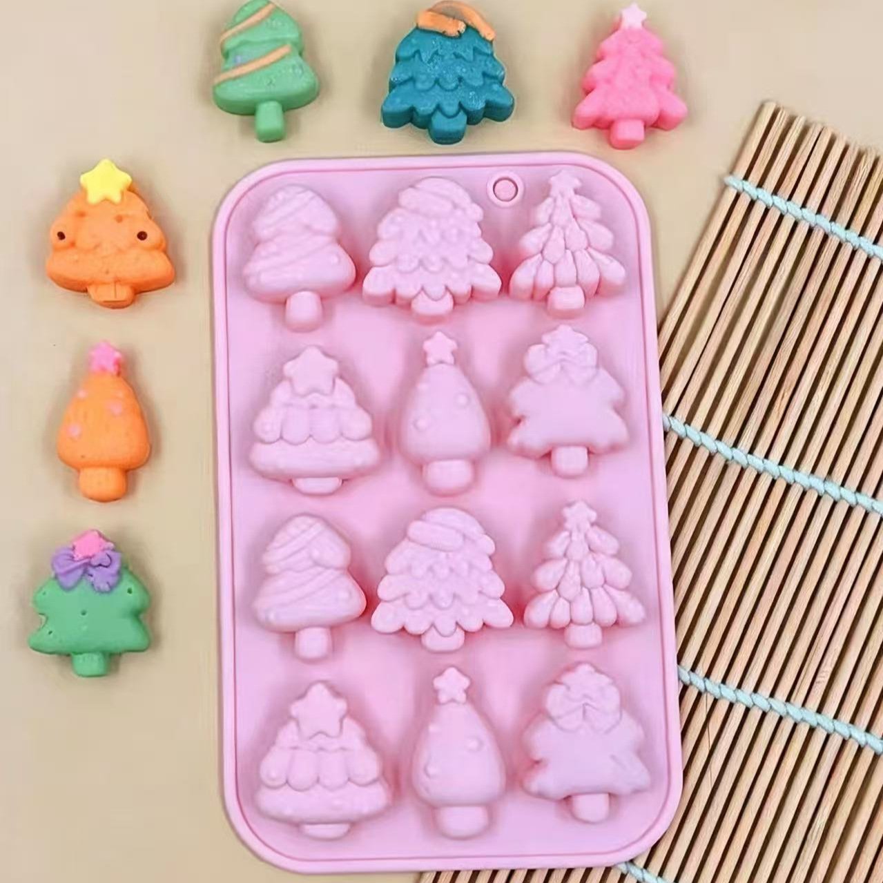 Vedini 12 Cavity 6 Different Types of Christmas Tree Silicone Molds DIY Christmas Decoration Resin Molds Candy Cake Molds JKB-3449