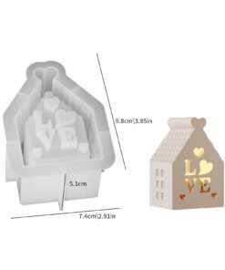 Vedini Concrete Love Hollow House Candle Holder Silicon Mold JKB-3471