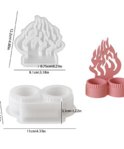 Poppy Aromatherapy Plaster Double Cup Candle Holder Silicone Mold – 2 Cavity Symbol & Fire Flame Design | Resin, Gypsum, Cement & DIY Casting Mould JKB-3474 - Type B