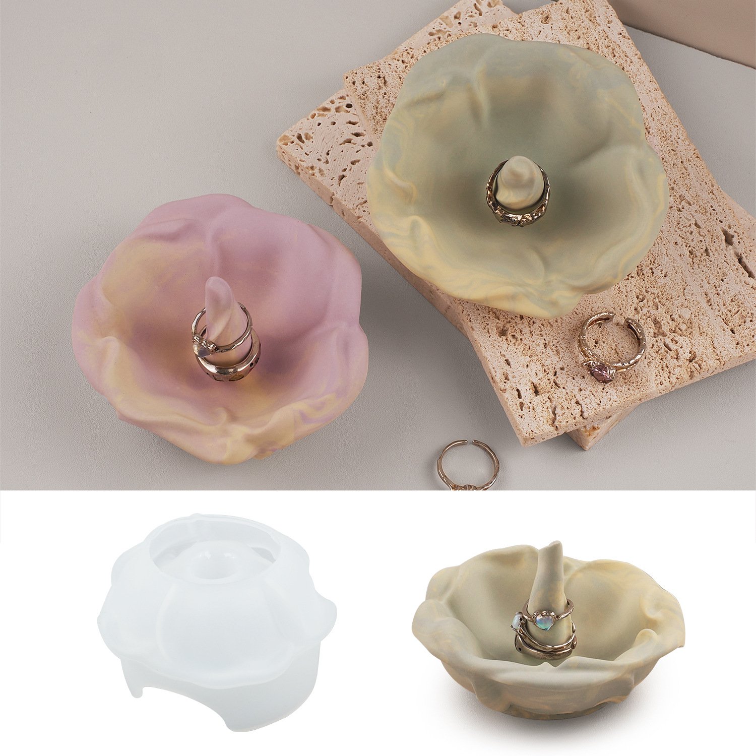 Vedini Concrete Resin Gypsum Cement Flower Rose Ring Silicone Mold JKB-3468 - Image 4