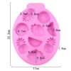 Detailed dimensions of 9-cavity fruit silicone mold showing 22.2cm length and 1.9cm depth