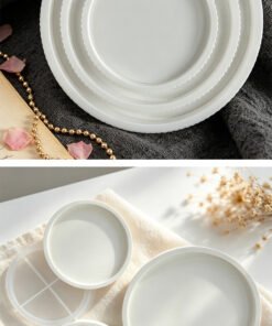 Alternative view of Vedini Concrete Round Storage Tray Silicone Mold DIY Plaster Cement Resin Epoxy Coaster Round Tray Mold JKB-3485