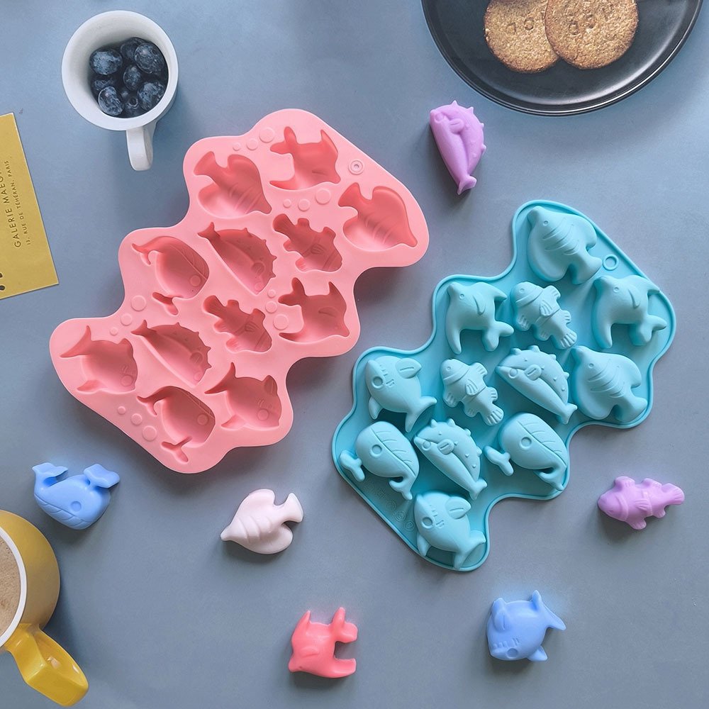 Vedini 12 Cavity of 6 Different Marine Fish Shaped Silicone Molds JKB-3453