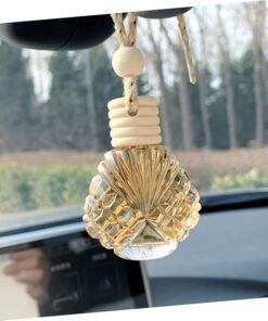 10ml Crystal Ball Hanging Car Diffuser Bottle with Wooden Cap & Rope | Glass Aroma Perfume Bottle for Car & Home