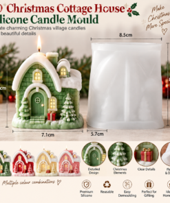 3D Christmas Cottage Candle Silicone Mould | Snowy House Decorative Candle Making Mould | Christmas Village DIY Candle Mould JKB-3523