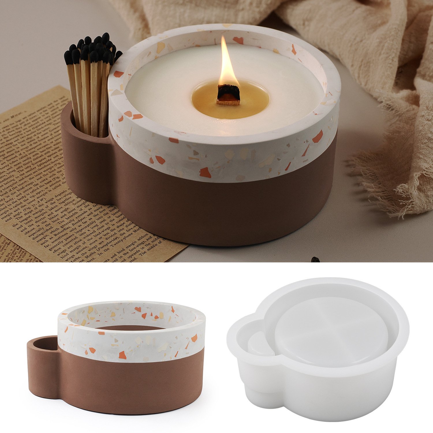 Vedini Epoxy Cement Cup With Match Hole Match Storage Large Capacity Silicone Mold JKB-3502 - Image 4