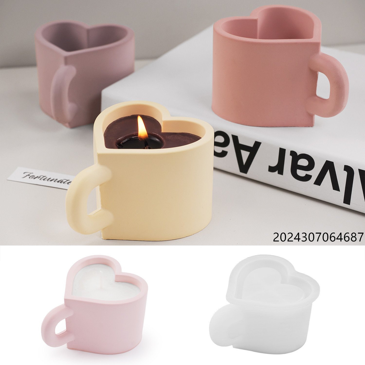 Vedini Gypsum Cement Candle Cup Love Tea Cup Storage Vase Mirror Silicone Mold JKB-3501 - Image 5