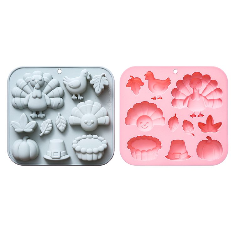 Vedini 10 Cavity Set of Turkey, Pumpkin Cake, and Other Harvest-Themed Silicon Mold JKB-3537 - Image 2